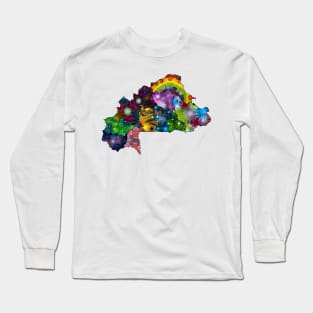 Spirograph Patterned Burkina Faso Provinces Map Long Sleeve T-Shirt